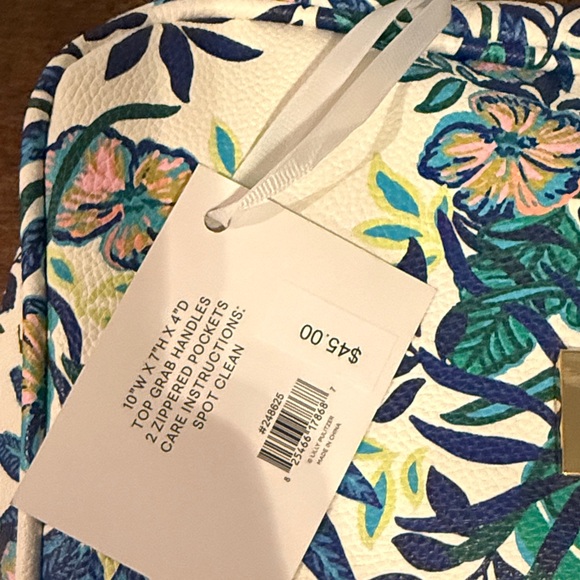 Lilly Pulitzer Tropical Floral Cosmetic Bag - Blue and White - Picture 2 of 3